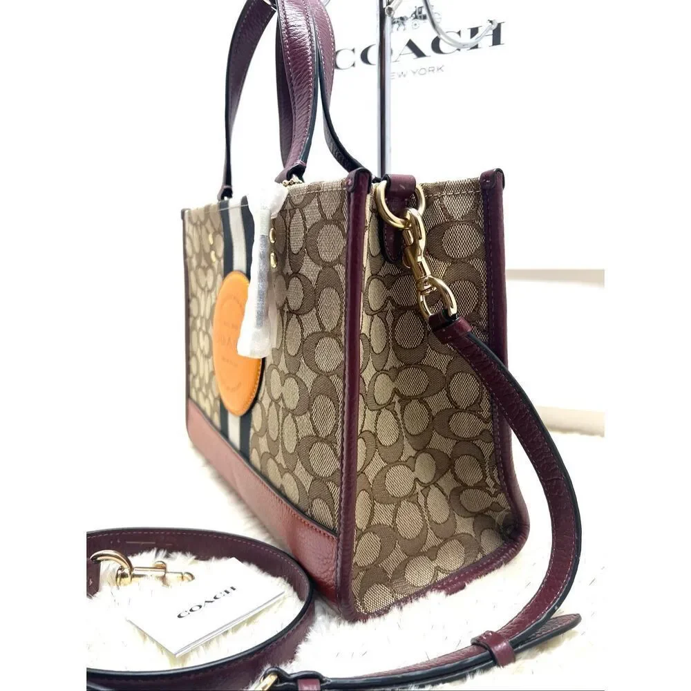 🔥🎁NWT! Coach Dempsey Carryall Handbag Sig Jacquard Stipe 4113 Msrp:$378.0